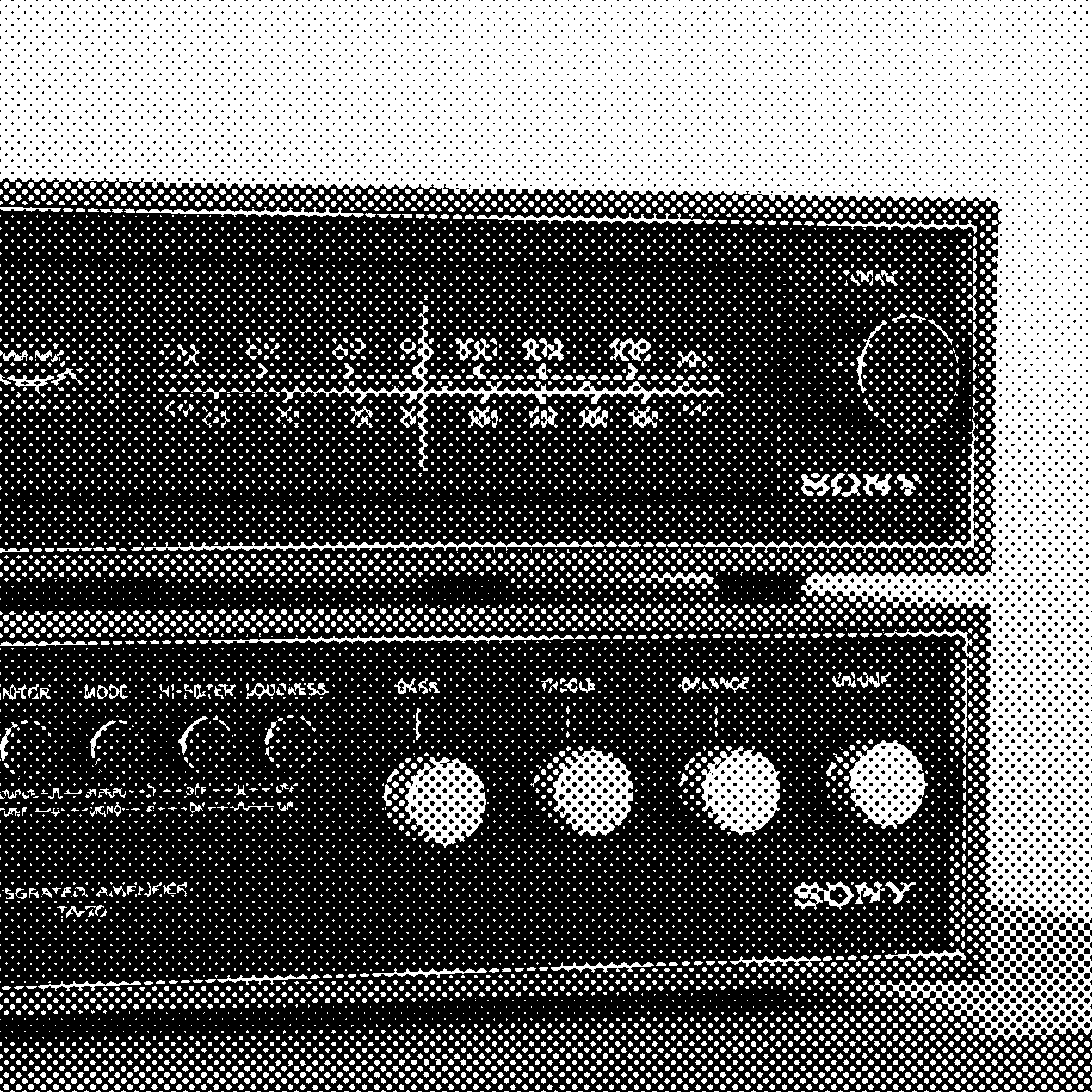 Black and white image of a Vintage Sony Radio and Amplifier