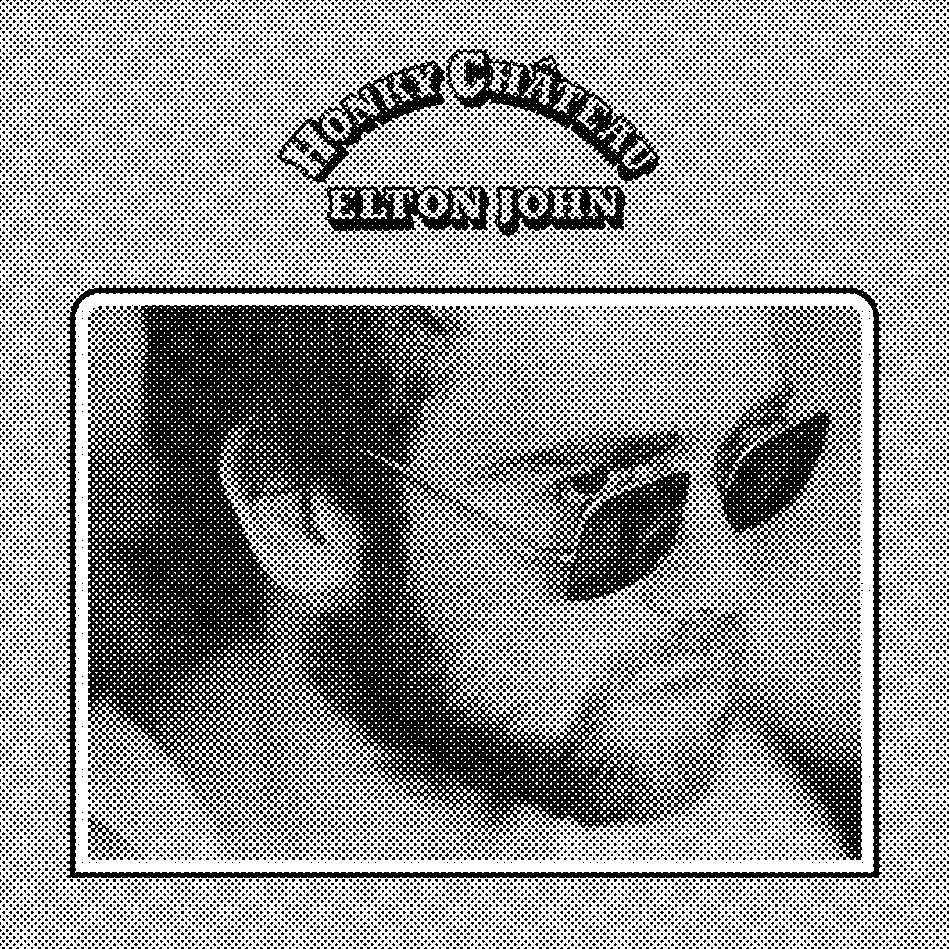 Black and white image of the album Honky Chateau by Elton John